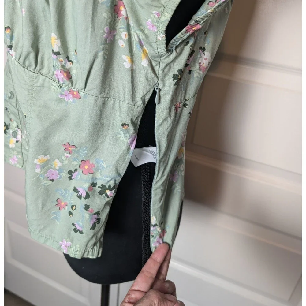 Lucky Brand Size L Blouse Floral Corset Cotton Puff Sleeves Cottage Peasant - Picture 4 of 8